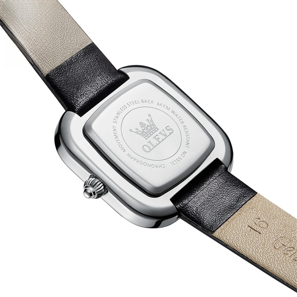 Women's Square Leather Quartz Watch Waterproof Elegant BandsCo Straps