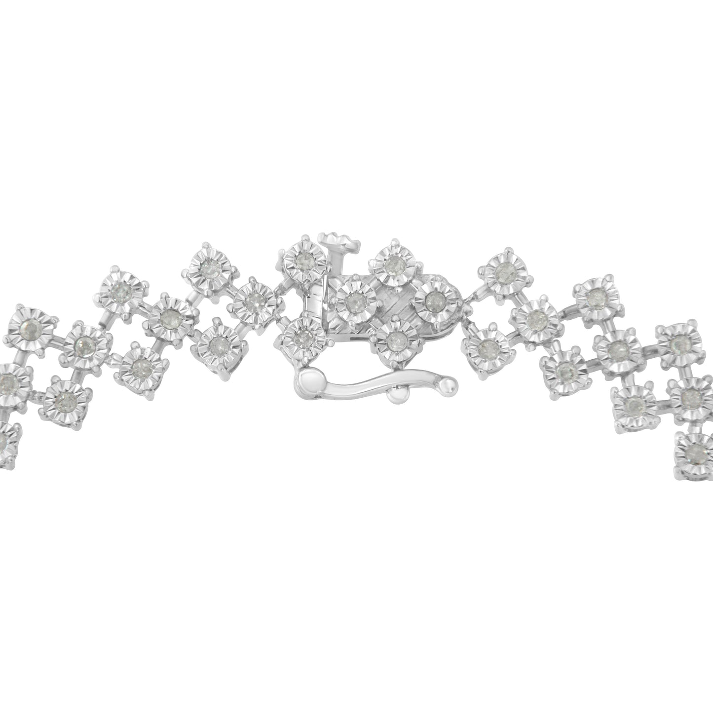 .925 Sterling Silver 1.0 cttw Miracle-Set Round Diamond "Zig Zag" Link Bracelet (I-J Color, I3 Clarity) -7.25 Bids.com
