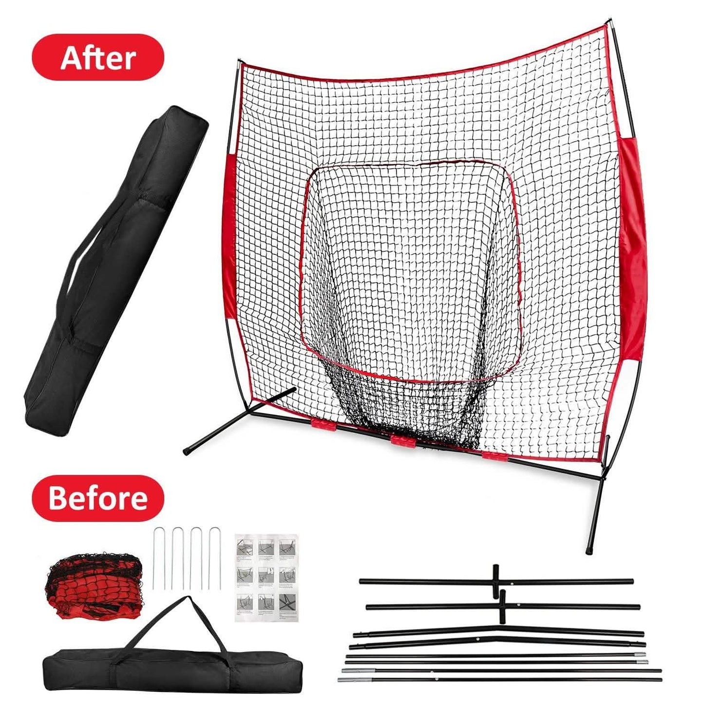 7x7ft Training Net with Bow Frame Carrying Bag for Solo Team Training DailySale