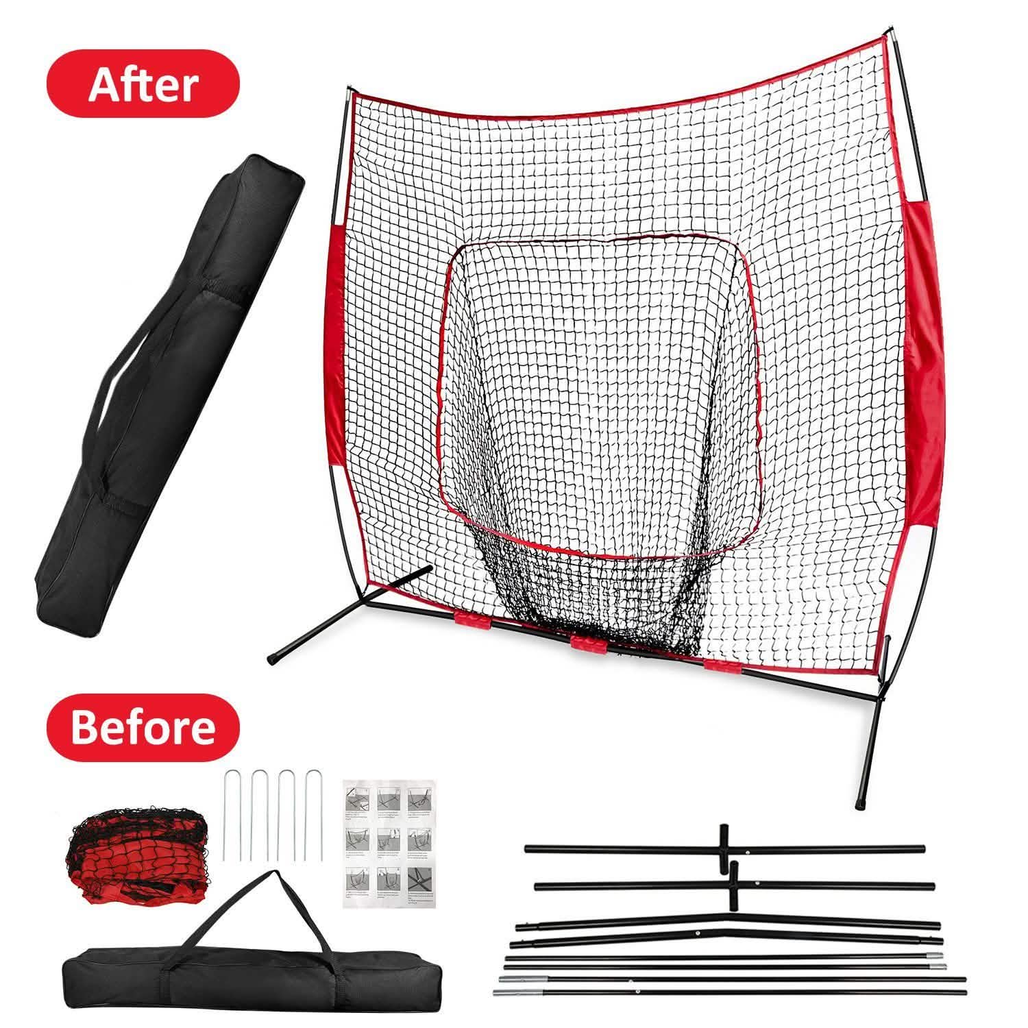 7x7ft Training Net with Bow Frame Carrying Bag for Solo Team Training DailySale