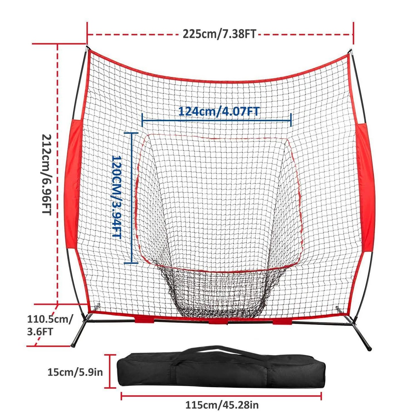 7x7ft Training Net with Bow Frame Carrying Bag for Solo Team Training DailySale