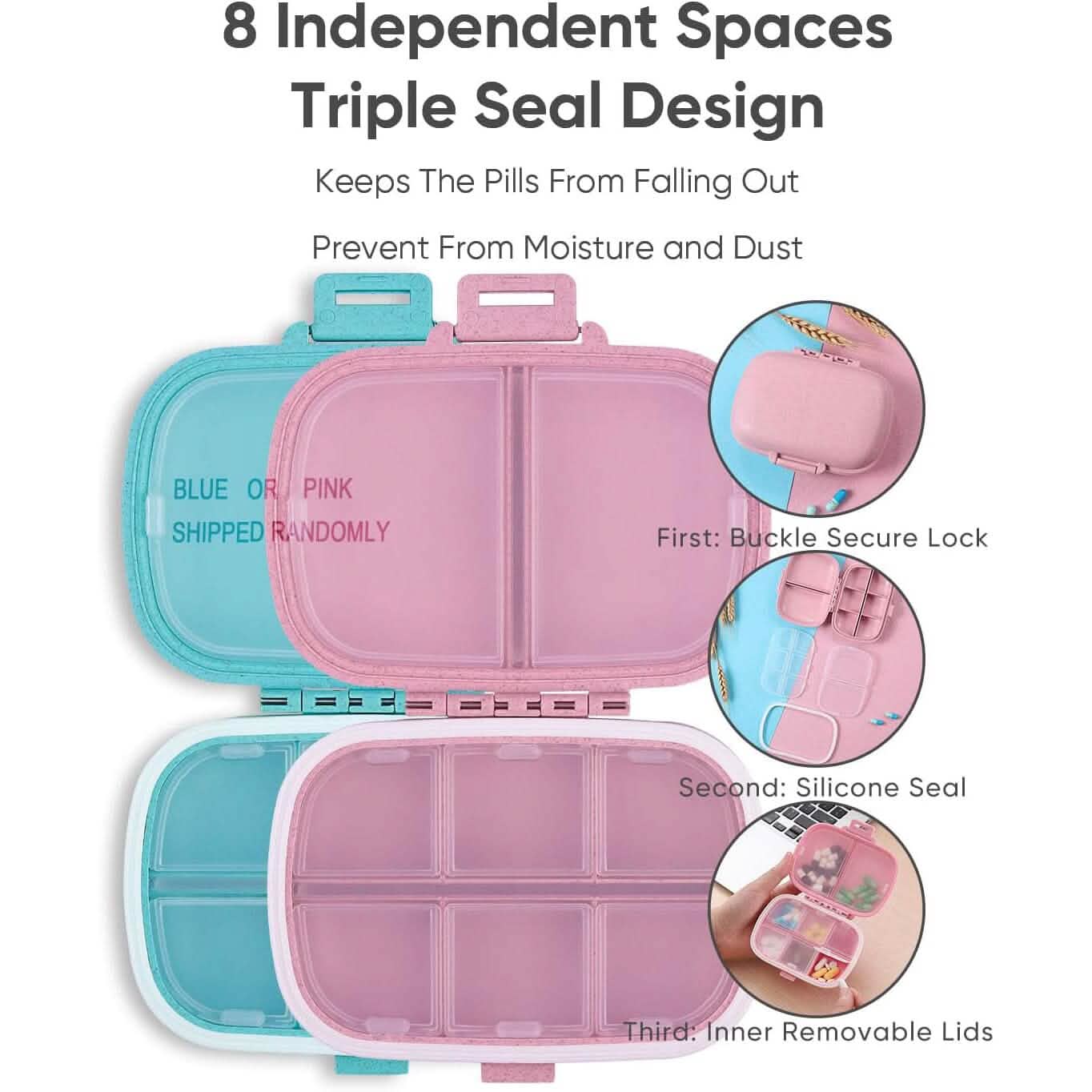 8 Compartments Travel Pill Organizer DailySale