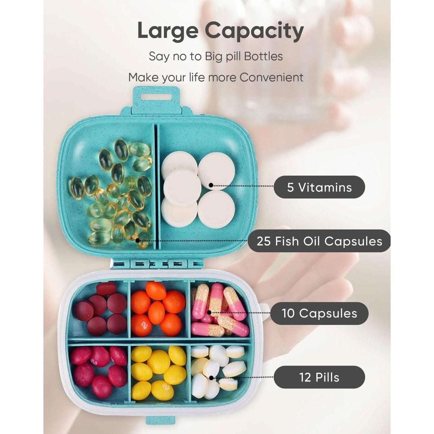 8 Compartments Travel Pill Organizer DailySale