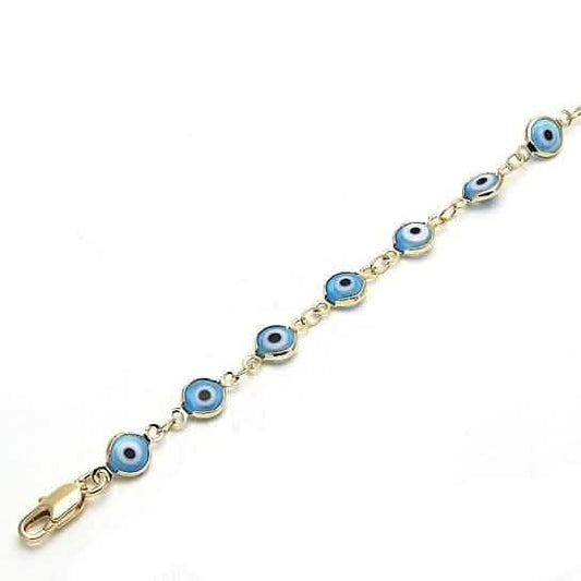 8" Gold Filled Evil Eye Light Blue Bracelet DailySale