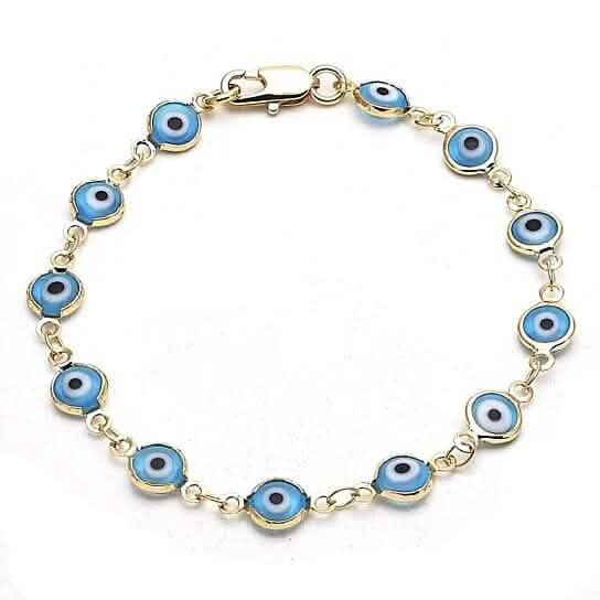 8" Gold Filled Evil Eye Light Blue Bracelet DailySale