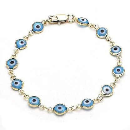 8" Gold Filled Evil Eye Light Blue Bracelet DailySale