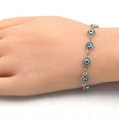 8" Gold Filled Evil Eye Light Blue Bracelet DailySale