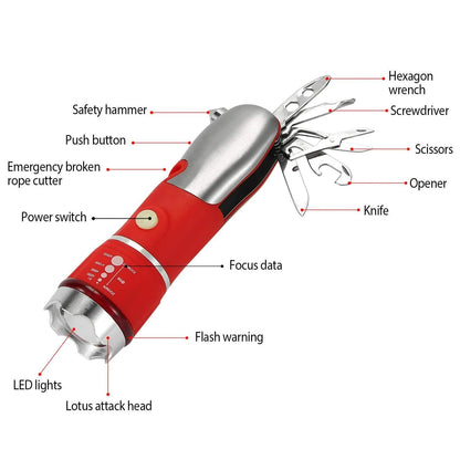 8-in-1 Multi-Tool Hammer Zoomable Emergency Flashlight DailySale