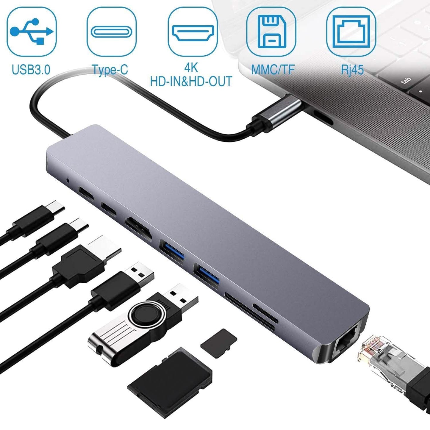 8-in-1 USB Hub Adapter with Ethernet DailySale