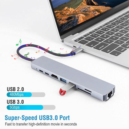 8-in-1 USB Hub Adapter with Ethernet DailySale