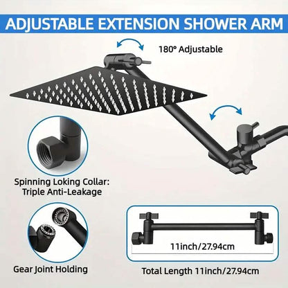 8-Inch High Pressure Showerhead with 11-Inch Adjustable Extension Arm DailySale