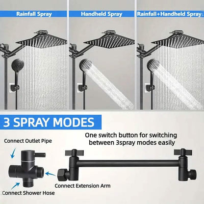 8-Inch High Pressure Showerhead with 11-Inch Adjustable Extension Arm DailySale
