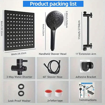 8-Inch High Pressure Showerhead with 11-Inch Adjustable Extension Arm DailySale