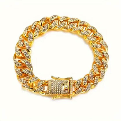8" Luxurious Rhinestone Cuban Chain Bracelet for Men DailySale