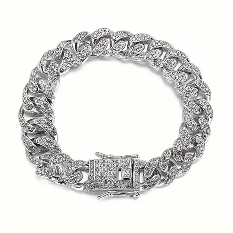8" Luxurious Rhinestone Cuban Chain Bracelet for Men DailySale