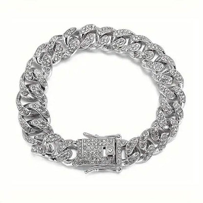 8" Luxurious Rhinestone Cuban Chain Bracelet for Men DailySale