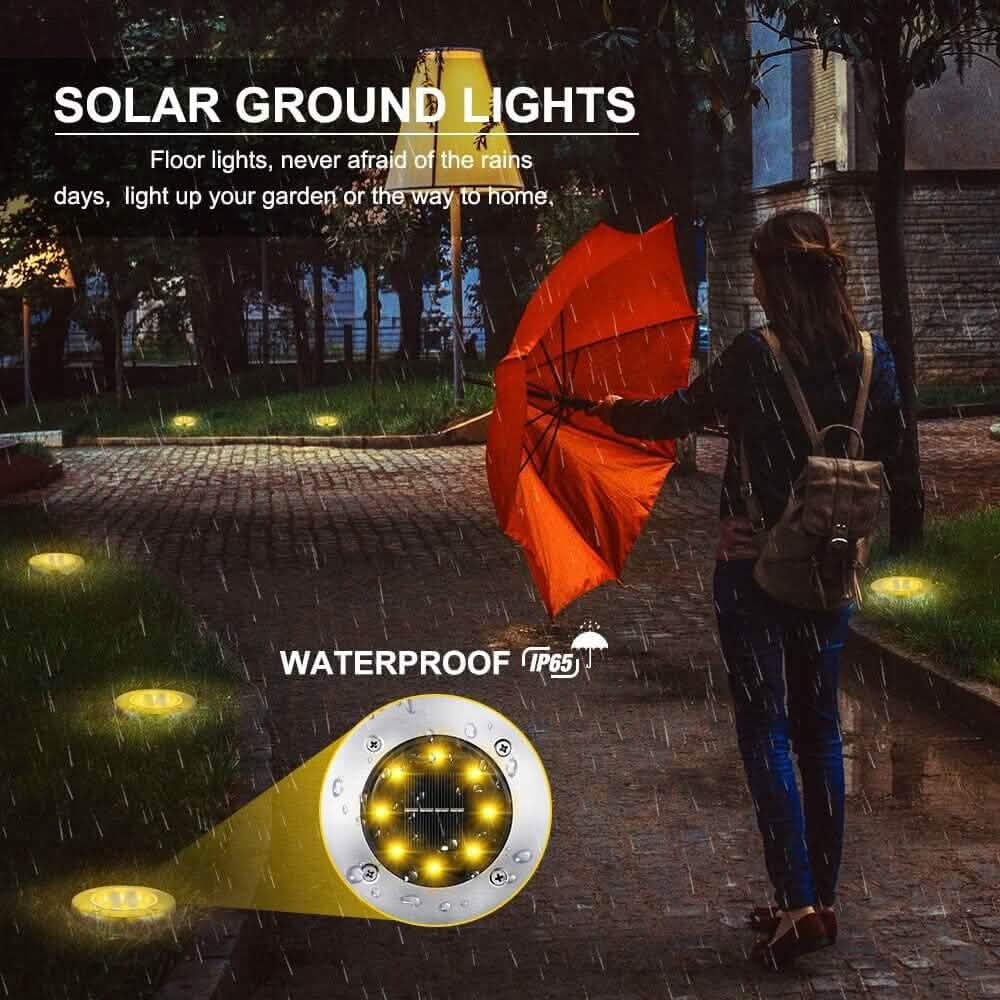 8-Pack: 8 LED Solar Disk Lights Waterproof Garden In-ground Pathway Lights DailySale