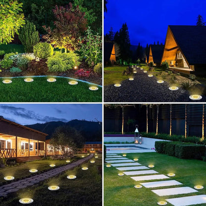 8-Pack: 8 LED Solar Disk Lights Waterproof Garden In-ground Pathway Lights DailySale