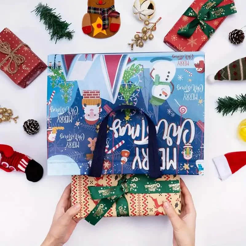 8-Pack: Large Christmas Gift Bags with Handles - Reusable Non-Woven Tote Bags DailySale