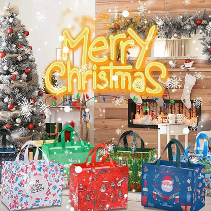 8-Pack: Large Christmas Gift Bags with Handles - Reusable Non-Woven Tote Bags DailySale