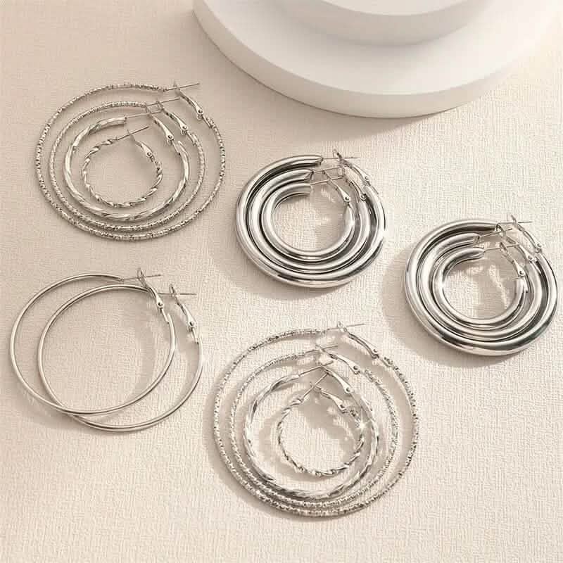 8-Pairs: Alloy Hoop Earrings Set DailySale