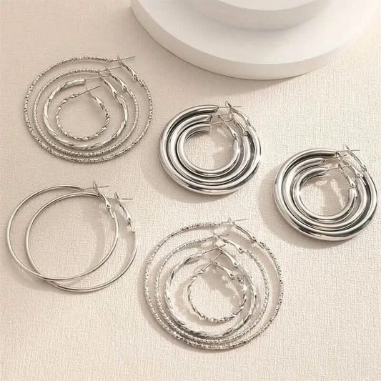 8-Pairs: Alloy Hoop Earrings Set DailySale