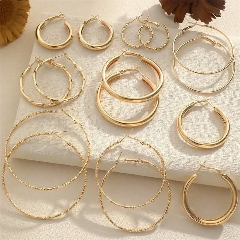 8-Pairs: Alloy Hoop Earrings Set DailySale