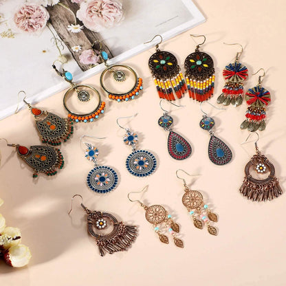 8-Pairs: Bohemian Hollow  Retro Dangle Earrings DailySale