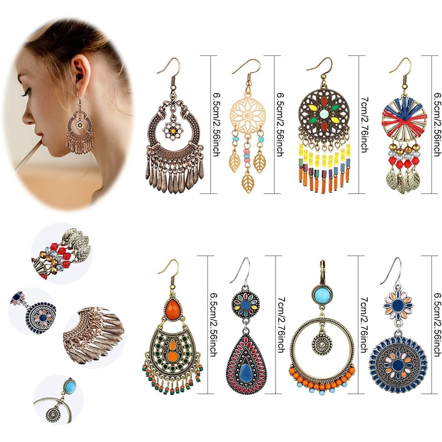 8-Pairs: Bohemian Hollow  Retro Dangle Earrings DailySale