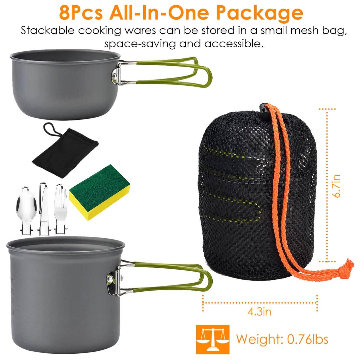 8-Piece: Camping Cooking Ware Set DailySale