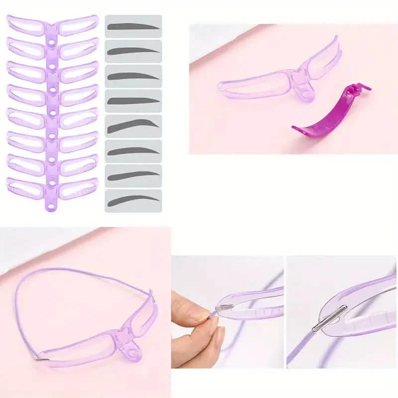 8-Piece: Eyebrow Shaping Stencils Kit - Makeup Tool for Perfect Brows DailySale