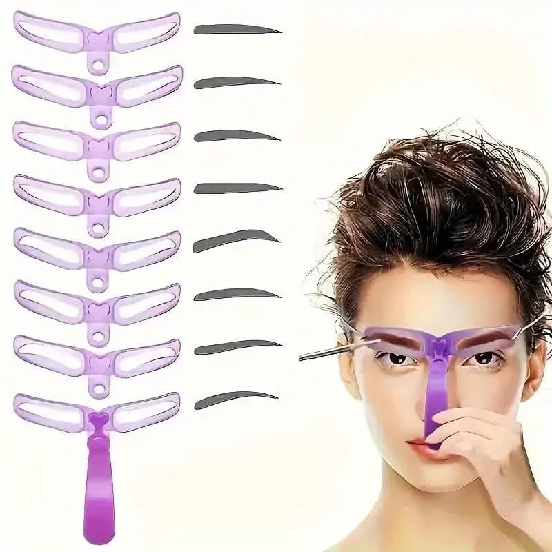 8-Piece: Eyebrow Shaping Stencils Kit - Makeup Tool for Perfect Brows DailySale