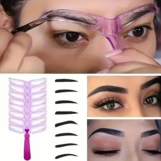 8-Piece: Eyebrow Shaping Stencils Kit - Makeup Tool for Perfect Brows DailySale
