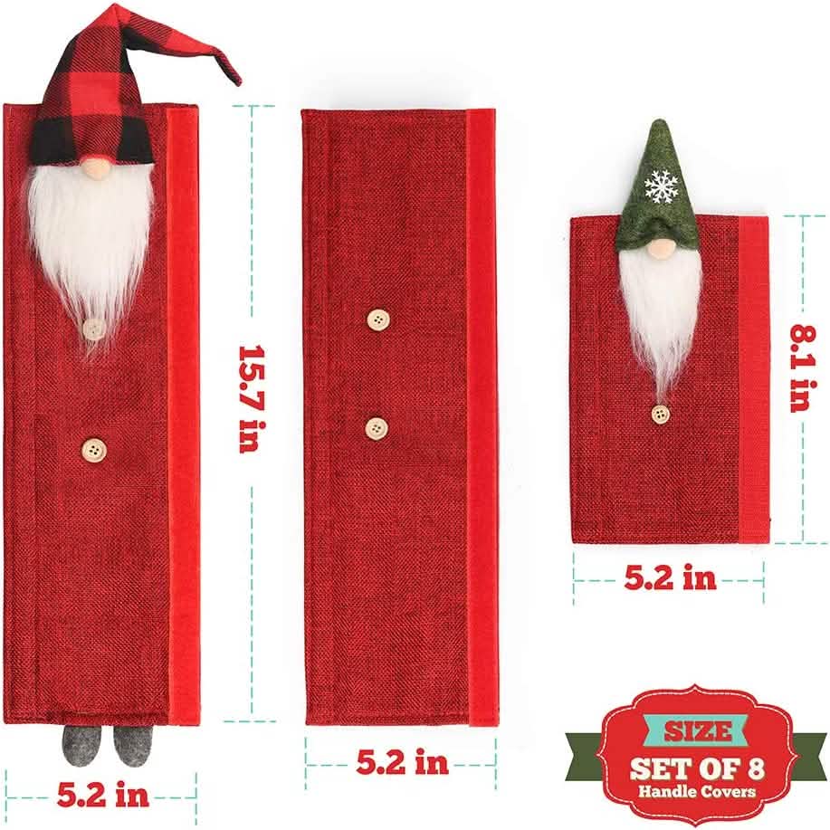 8-Piece: Gnome Christmas Refrigerator Handle Covers Set DailySale