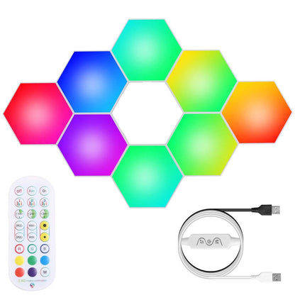 8-Piece: Hexagon Light Panels RGBW Colorful Splicing Wall Lamps DailySale