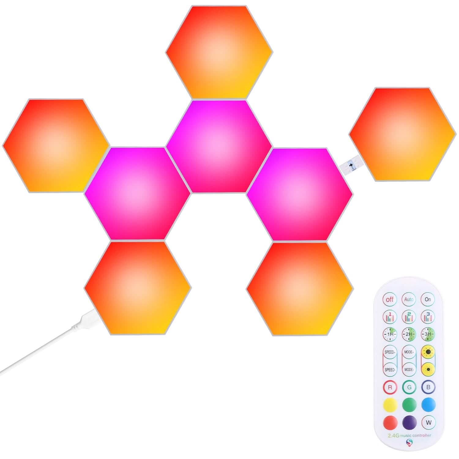8-Piece: Hexagon Light Panels RGBW Colorful Splicing Wall Lamps DailySale