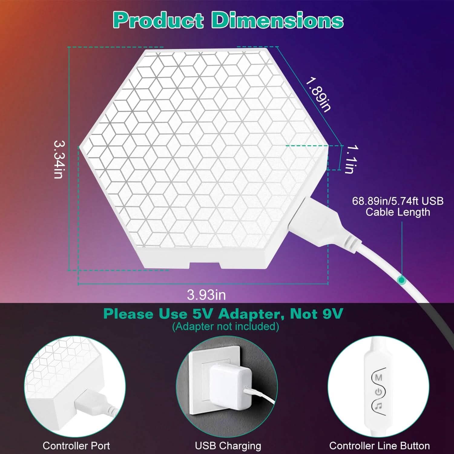 8-Piece: Hexagon Light Panels RGBW Colorful Splicing Wall Lamps DailySale