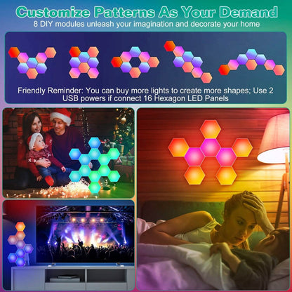 8-Piece: Hexagon Light Panels RGBW Colorful Splicing Wall Lamps DailySale