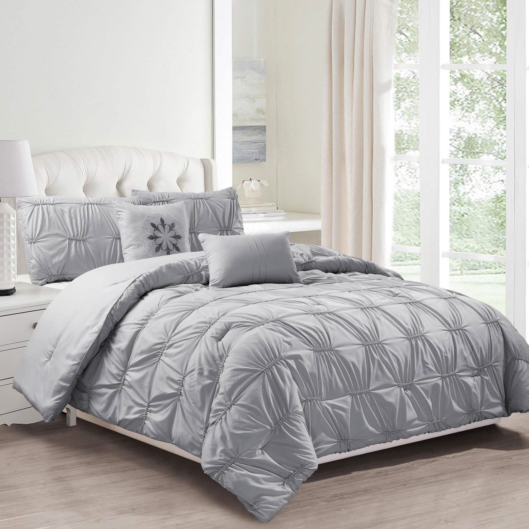8-Piece Set: Solid Ruching Pintucked Oversized Comforter Set DailySale