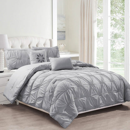8-Piece Set: Solid Ruching Pintucked Oversized Comforter Set DailySale