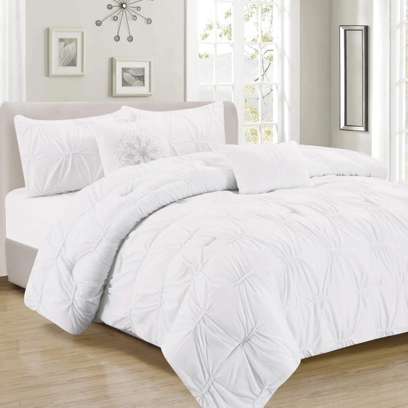 8-Piece Set: Solid Ruching Pintucked Oversized Comforter Set DailySale