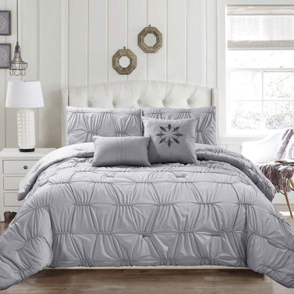 8-Piece Set: Solid Ruching Pintucked Oversized Comforter Set DailySale