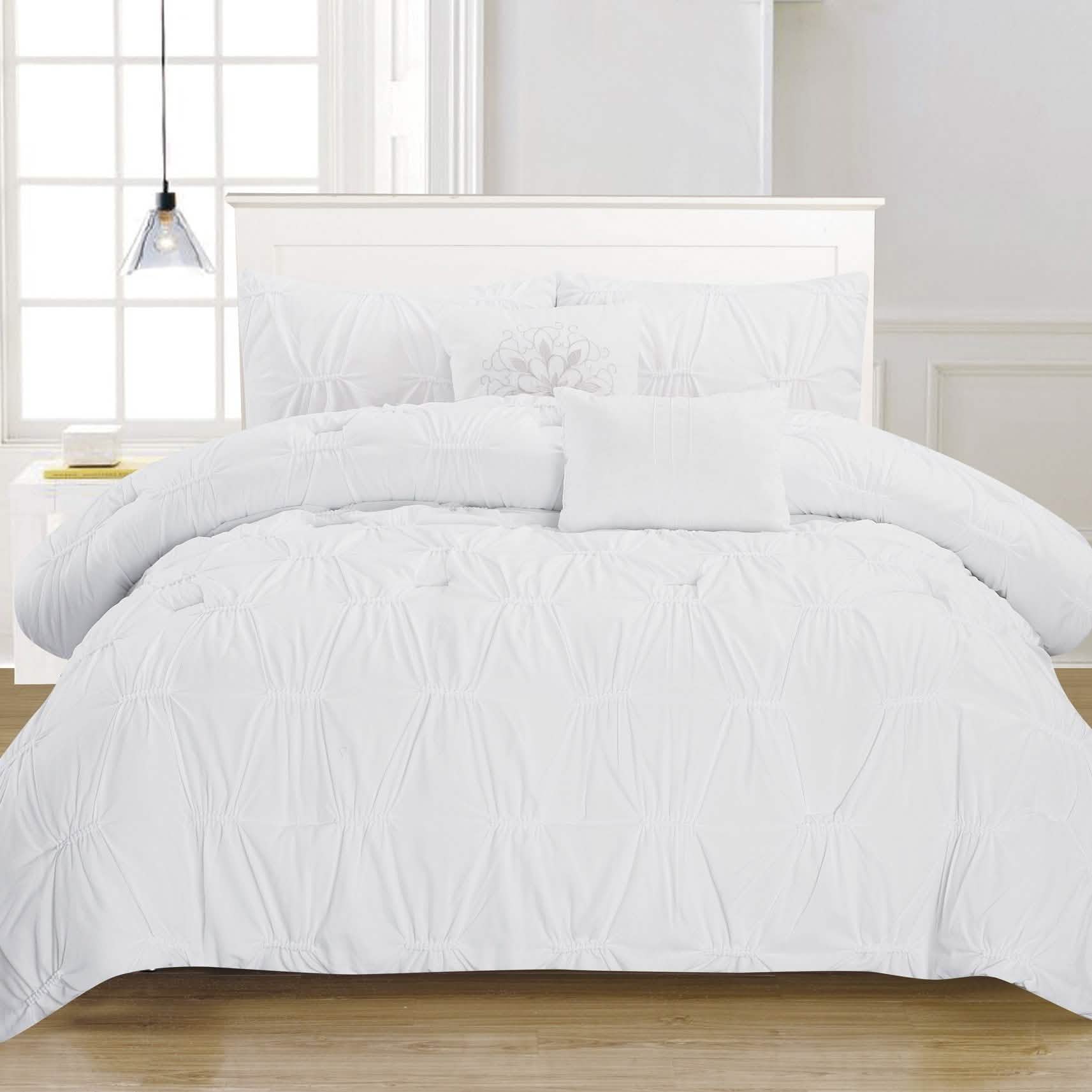 8-Piece Set: Solid Ruching Pintucked Oversized Comforter Set DailySale