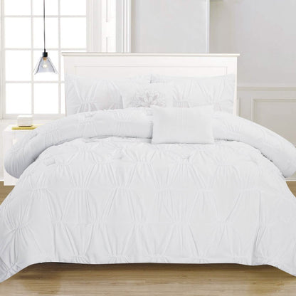 8-Piece Set: Solid Ruching Pintucked Oversized Comforter Set DailySale