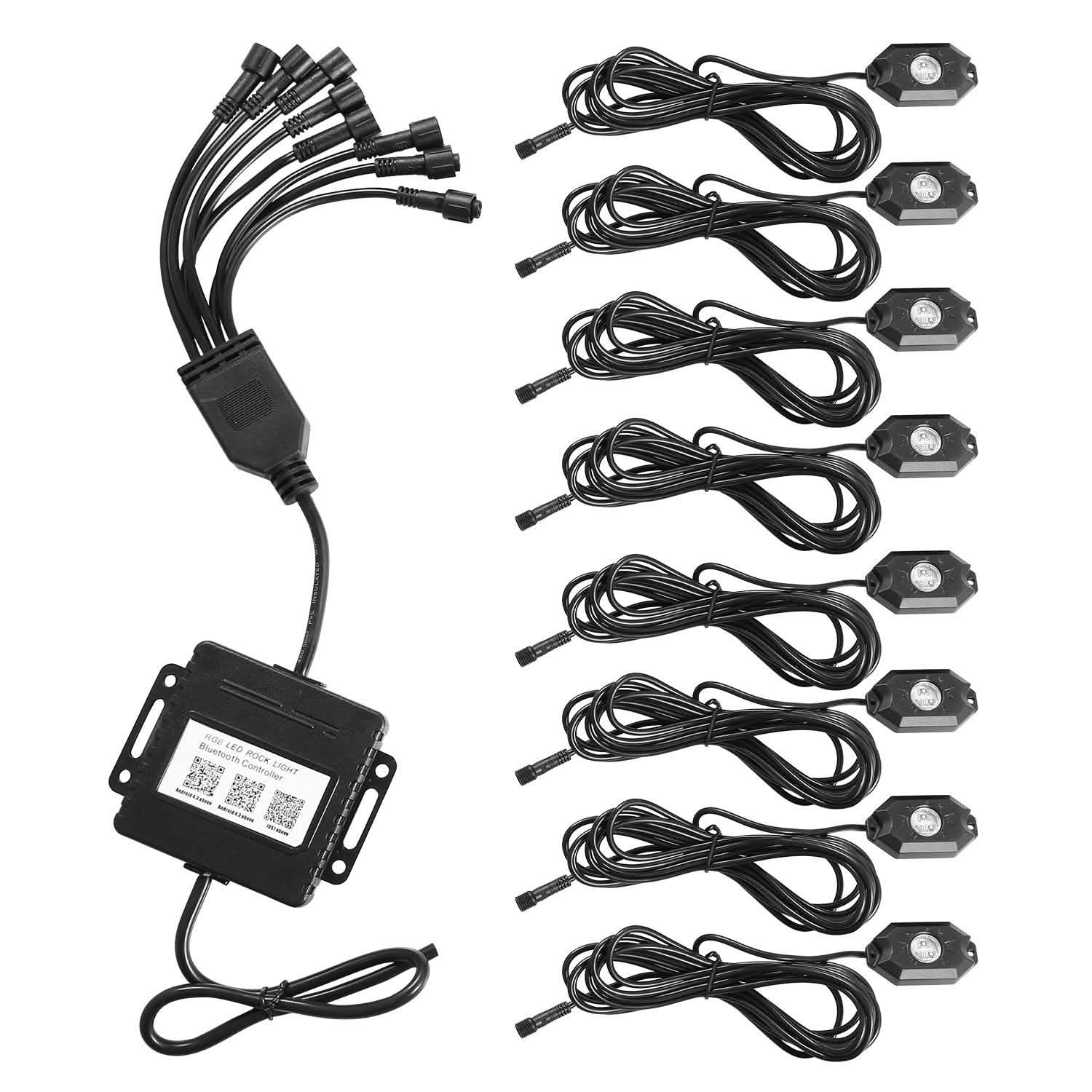 8-Pieces: Auto RGB LED Rock Light Kit DailySale