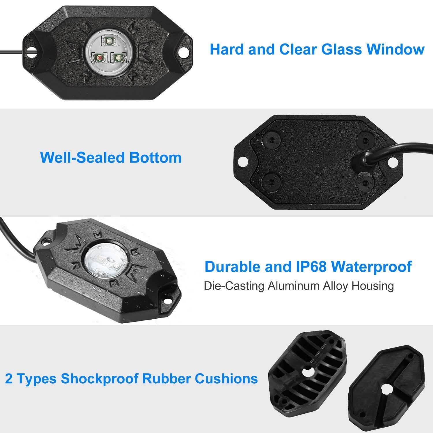 8-Pieces: Auto RGB LED Rock Light Kit DailySale