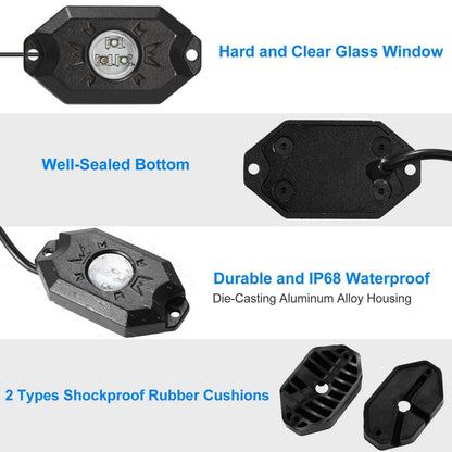 8-Pieces: Auto RGB LED Rock Light Kit DailySale