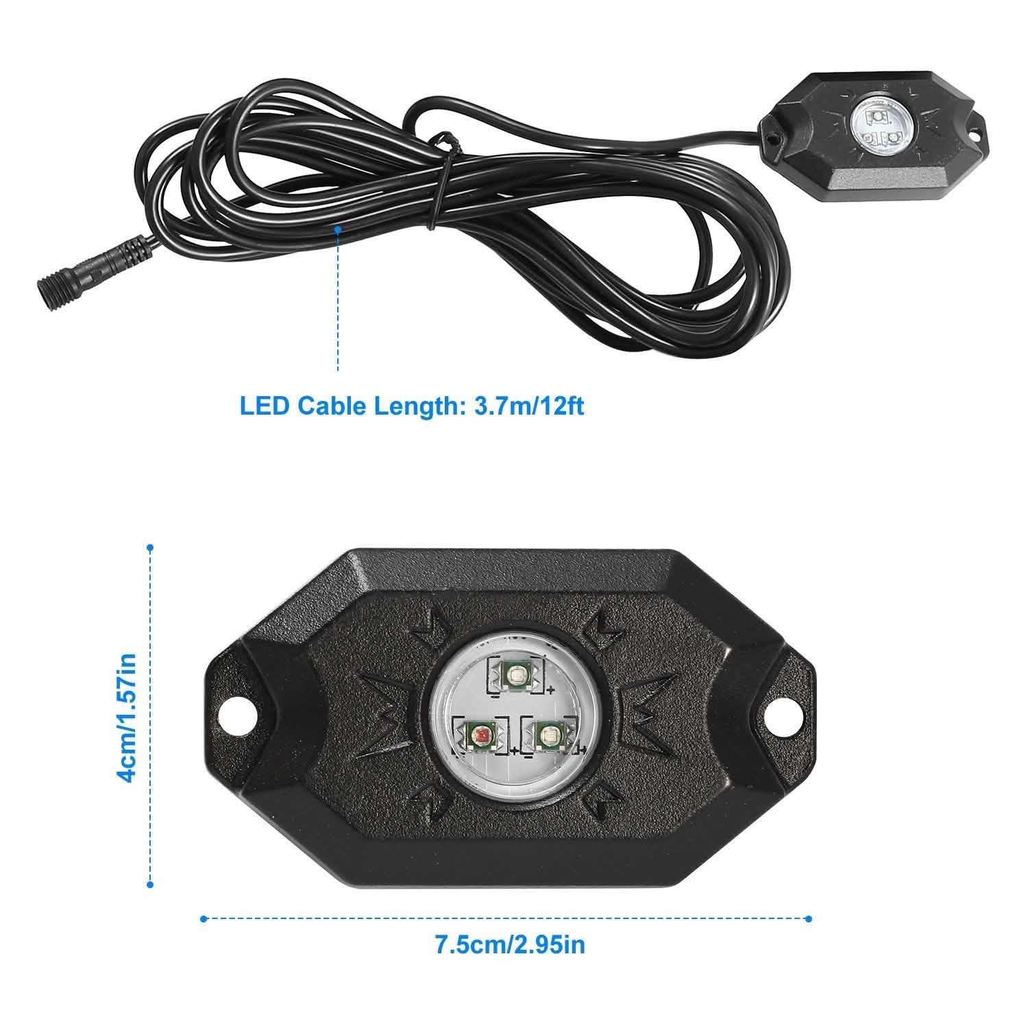 8-Pieces: Auto RGB LED Rock Light Kit DailySale