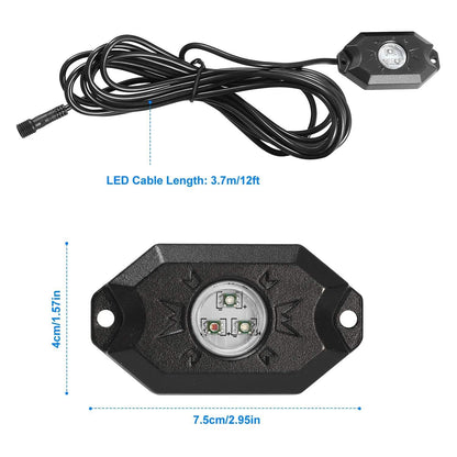 8-Pieces: Auto RGB LED Rock Light Kit DailySale