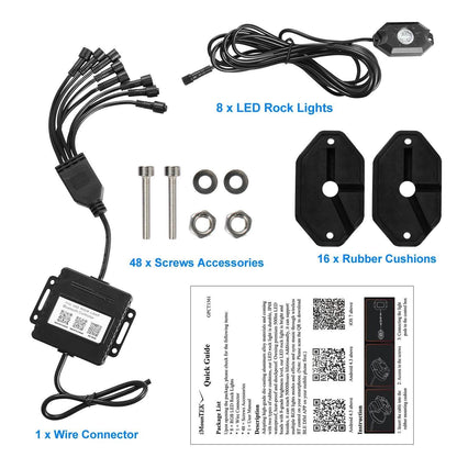 8-Pieces: Auto RGB LED Rock Light Kit DailySale